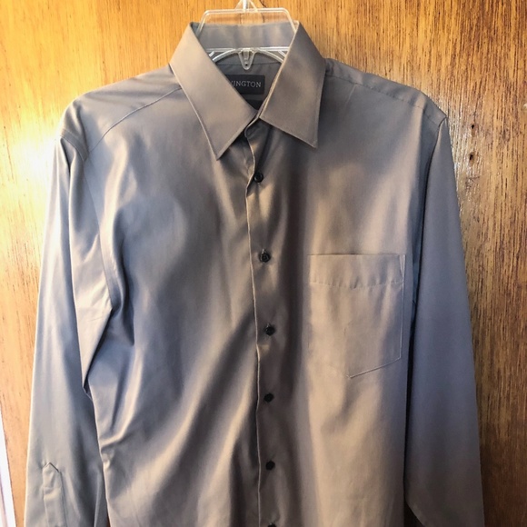 Men's Slim Solid Gray 14 Cotton Dress Shirt - Picture 1 of 3